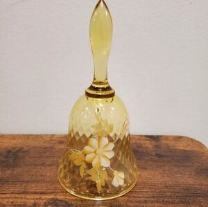 Vintage Fenton Hand Painted & Signed Yellow Bell 6 1/4"